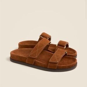 J.Crew Colbie Wide Strap Sandals Brown Suede size 9.5